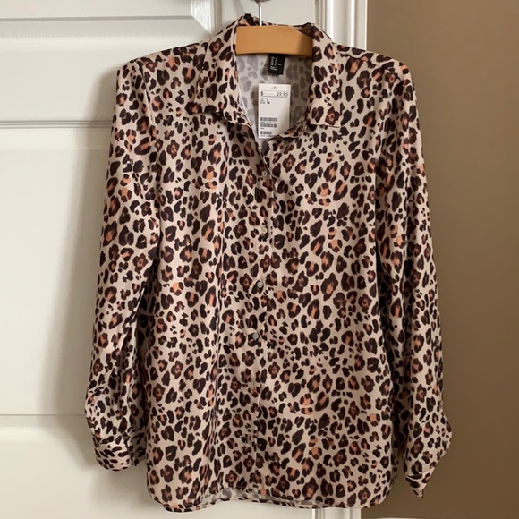 Cheetah Print Faux Silk Blouse - Picture 1 of 4